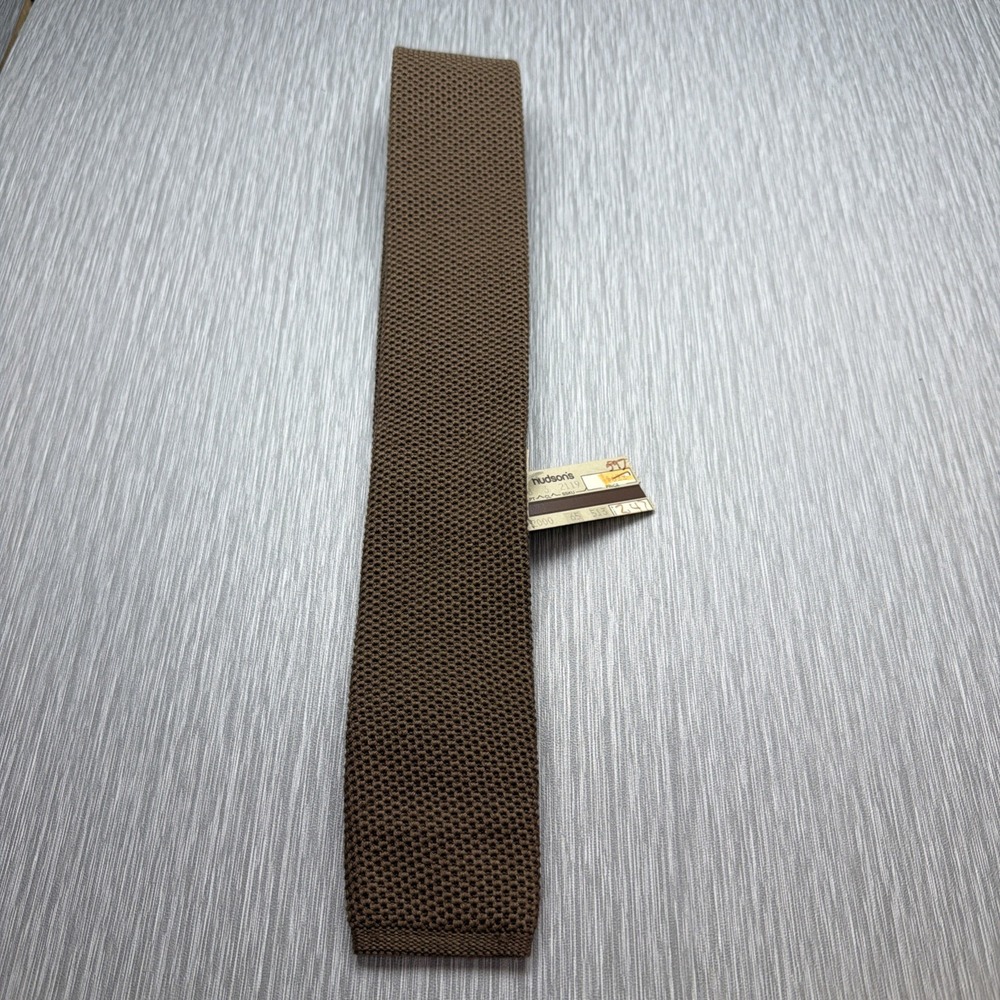 Summit Hill Brown Knit Tie Square End Retro Classic Men's NWT